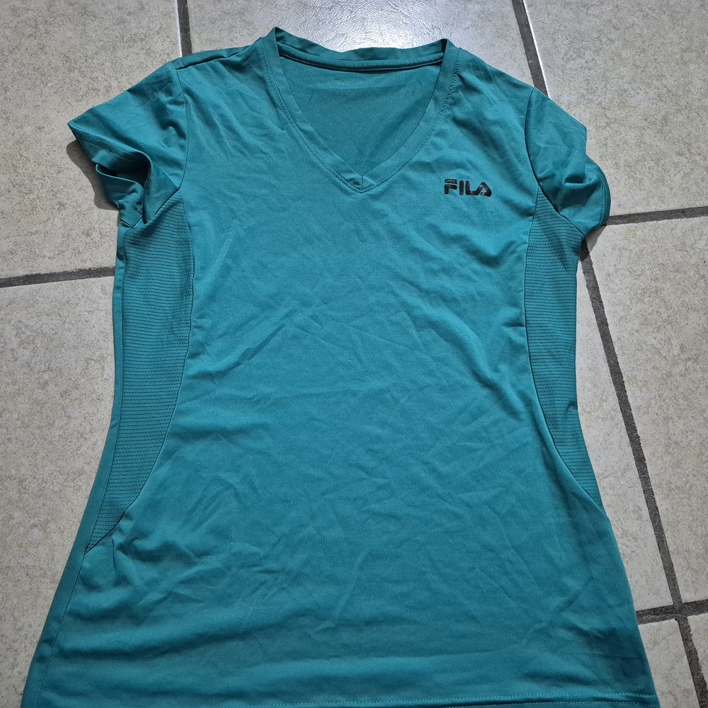 FILA Women's Teal V-Neck Top Activewear